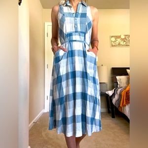 Doe and Rae Blue and White Plaid Dress with Pockets